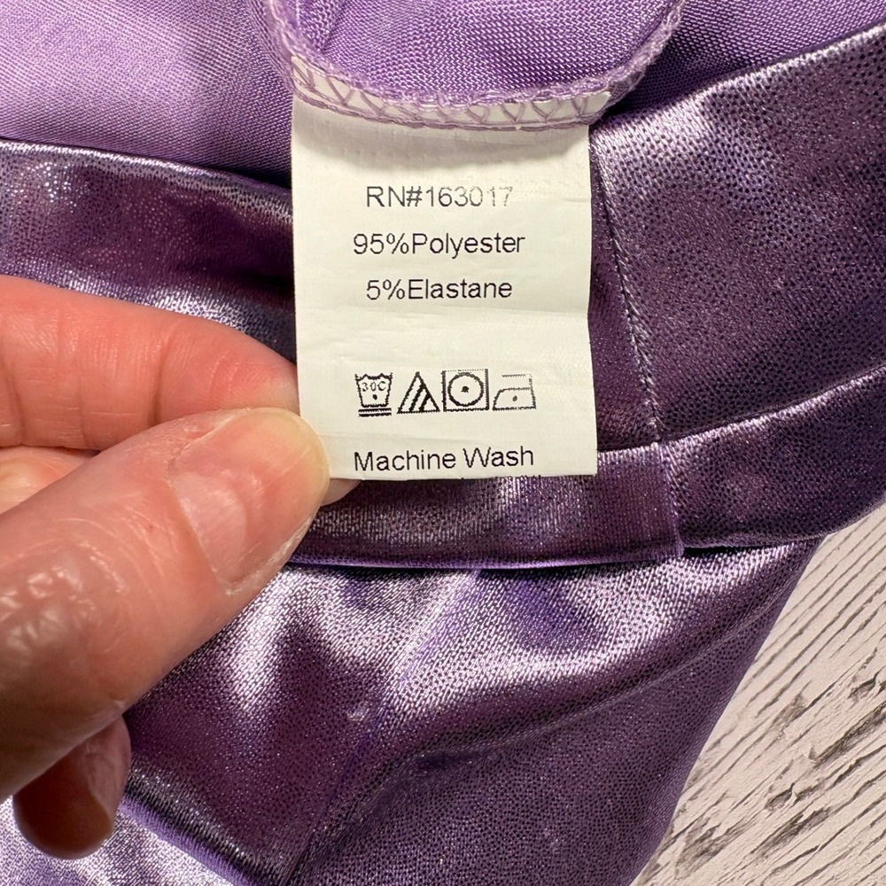 Princess Polly Purple Metallic Flare Pants Rave Festival Y2K Shimmer US 8 - Picture 5 of 13